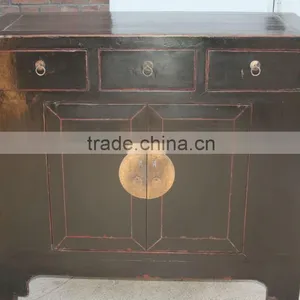 Black Three Drawer Two Door Cabinet thumbnail-1