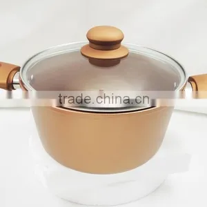 New Coffee Gold Color Aluminum Cookware Set Non Stick Coating Forged Imitation Looks thumbnail-2