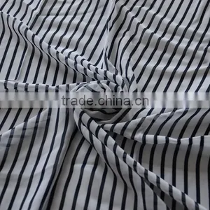 Black and White Stripe Printing Imitated Silk Fabric for Lady thumbnail-2
