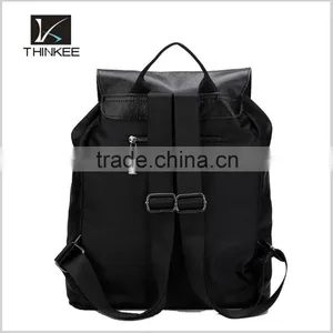 Women Leather Backpack Custom Fashion Design Black Oxford and Calfskin Leather Backpacks thumbnail-3