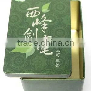 Green Packaging Metal Tea Tin Box Double Cover Caddy thumbnail-1