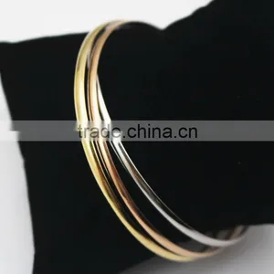 3 Color Smooth Fashion Wedding Bangle 3pcs/set Silver Gold and Rose Gold Plated Simple Wiring Bracelet Wristband Wire Bangles thumbnail-4