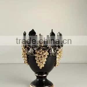 Black Real Gold Grape 16"Antique Vase Flower Art Ceramic Vase for Ceramic Decoration thumbnail-2