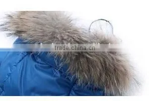 2014 New Style Kids' Long Down Jacket With Fur Hood Blue Color Kids Warm Jacket Long Down Coat thumbnail-2