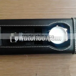 Manufacturer Customize Luxury Watch Box Cigar Style Sliding Watch Case Leather Box thumbnail-1