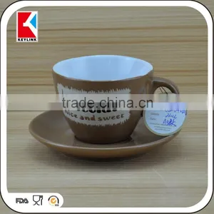 Wholesale Custom Logo Printing Chocolate Ceramic Cups 12pcs Tea Ceramic Cup and Saucer thumbnail-1