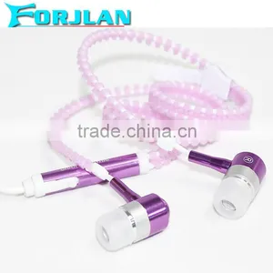 3.5mm Metal Zipper Glowing Earphone Stereo Glowing Headphones thumbnail-5