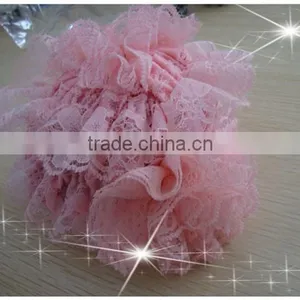 Custom Sweet Newborn Baby Girl Lace Ruffle Pink Cotton Lace Hat thumbnail-1