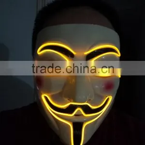 EL Wire Halloween Mask / EL Wire Party Mask / EL Wire V For Vendetta Mask thumbnail-1