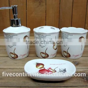 DFC Decal White Ceramic Bathroom Accessories Set thumbnail-1