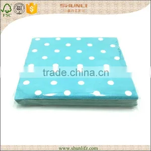 Disposable Blue Square Dot Party Paper Napkin With OEM thumbnail-1