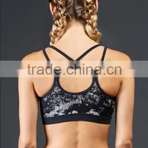 Manufuturer Custom Design Strappy Printed Women Fitness Sports Bra thumbnail-2