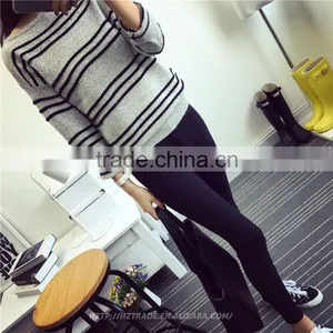 2016 Latest Italy Wholesale Knitted 100% Cashmere Sweater, Stripes Cashmere Sweater thumbnail-2