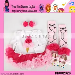 Children Frocks Flower Tutu Dress Cotton Long Sleeves Flower Tutu Dress thumbnail-1