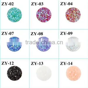 12mm Flat Back Resin 50pcs/lot Electroplated Druzy Cabochons Wholesale thumbnail-2