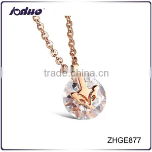 New Girls Rose Gold Plated Fox Pendant Stainless Steel Necklace thumbnail-1