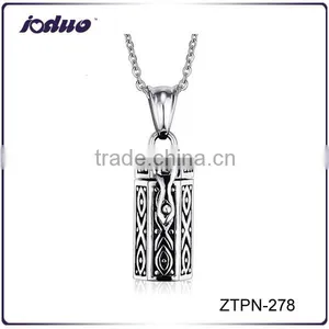 Retro Cuboid Ashes Stainless Steel Pendant Necklace thumbnail-1