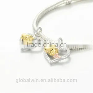 Heart 18Kgold Metal Charms European Charm Bracelet Necklace 100% Real 925 Sterling Silver S192 Best Gifts For You Or Friends thumbnail-4