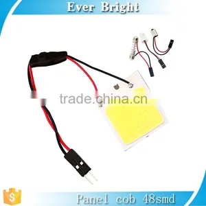 Constant Nonpolarity COB 48SMD LED Panel Roof Light Lamp + T10 Festoon Adapter Dome Light Bulb thumbnail-1