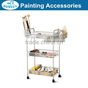 44.2*23.2*76.6cm Three Layers Metal Oil Painting Trolley With 4 Wheels thumbnail-1