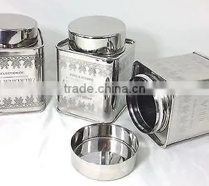 Stainless Steel Square Tea Sugar Coffee Canister Set thumbnail-4