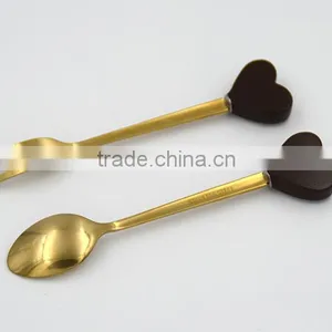 Gold Plated Food Grade Stainless Steel New Pattern Spoon With Polyresin Handle thumbnail-2