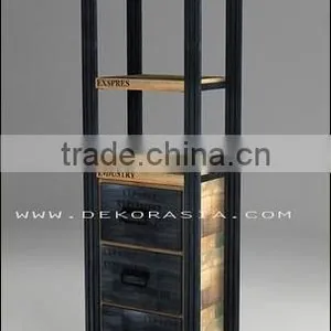 Boat Wood Rack With 3 Drawers thumbnail-1