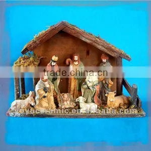 Nativity Set With Wooden Stable thumbnail-1
