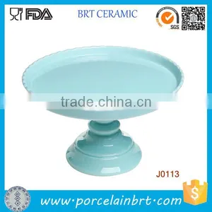 Round Blue Dessert Display Ceramic Stand for Cake thumbnail-1