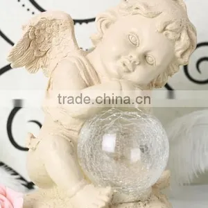 Resin Solar Lighting Angle Figurine Holding a Luminur Glass Globe Garden Ornamenet thumbnail-1