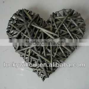 Cheap Hand Made Wicker Heart Decorations With Ribbon thumbnail-1