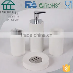 Eco-friendly Free-burned Ceramic Bathroom Accessory Set, Natural White Concrete Toilet Set thumbnail-1