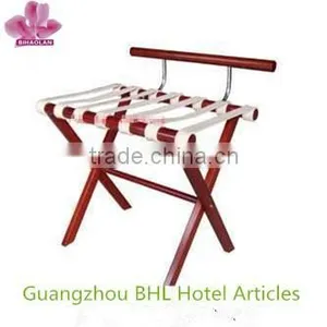 Hotel Folding Wooden Luggage Rack With PU Leather Strips thumbnail-1