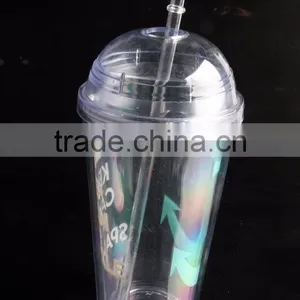 BPA Free Good Grade Acrylic Tumbler With Dome Lid and Straw With Design thumbnail-5