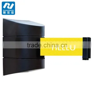 Wall Mount Crowd Control Barrier ,black Body With Yellow and Black Stripe Belt - 10m thumbnail-2