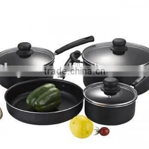 7pcs Black Pressed Aluminum Nonstick Cookware Set Kitchen Utensil thumbnail-1