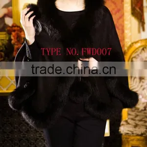 Cashemere Capes With Real Fur Trims,with Hood thumbnail-1