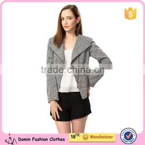 High Quality Woven Fabric Grey Color Fashion Women Blazer for Lady thumbnail-2