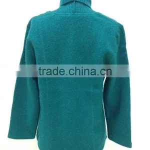 Women V-neck Boiled Wool Cardigan Sweater thumbnail-2