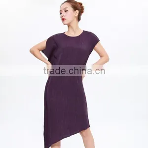 Irregular Hem Fashionable Online Store Pleated Dress for Women thumbnail-1