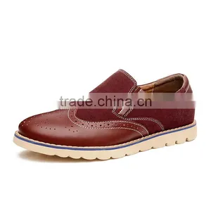 Wine Red Brogue Men Leather Shoes Relaxation Have Sample, High Quality Adults Casual Shoes Fashion for Men Business Fashion Styl thumbnail-1