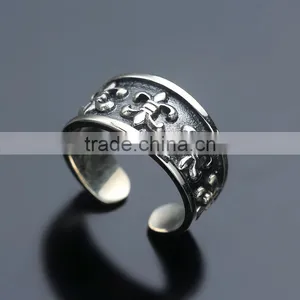 Personalized Cool Punk Jewelry Adjustbale Sterling Silver Flower Ring for Man thumbnail-5