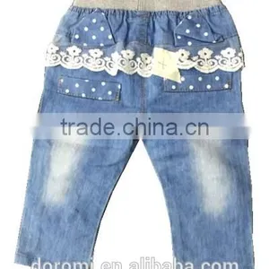 Baby Girl Jeans With Cute Bow-knot and Lace thumbnail-2