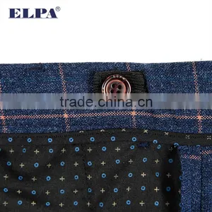 ELPA NXB0024 Designer Fashion Tailor Made Navy Check Woolen 3 Piece Formal Boys Tuxedo Suits thumbnail-4