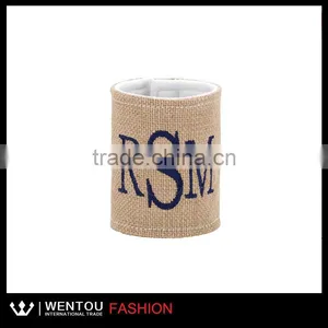 Monogram Embroidered Burlap Hugger thumbnail-2