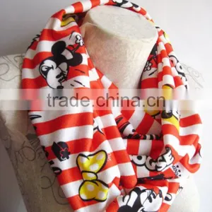Scarf , Printed White Scarf ,Printed Infinity Scarf ,White Infinity Scarf thumbnail-5
