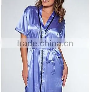 Ladies Sexy Romance Sleepwear Robe Satin Short Wrap Nightwear Dress Robe Lady Night Dress Sleepwear thumbnail-1