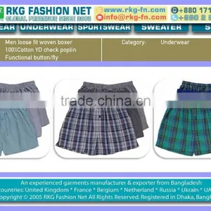 Men Loose Fit Yarn Dyed Plaid Woven Boxer thumbnail-1