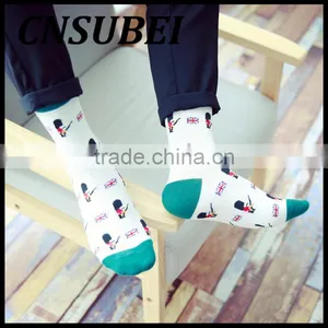 Autumn Winter Men Cartoon Cartoon British Flag and Britisher Pattern Popular Cotton Tube Socks thumbnail-1