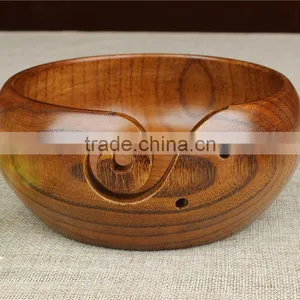 Handcrafted Eco-Friendly Portable Antique Wooden Wool Yarn Holder Bowl For Knitting thumbnail-2